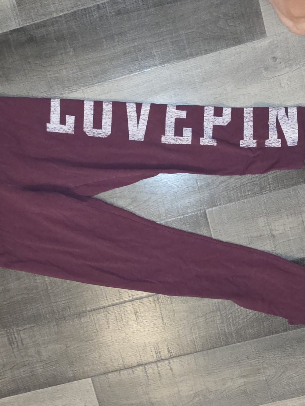 PINK Victoria's Secret Maroon 'LOVE PINK' Girls' Leggings